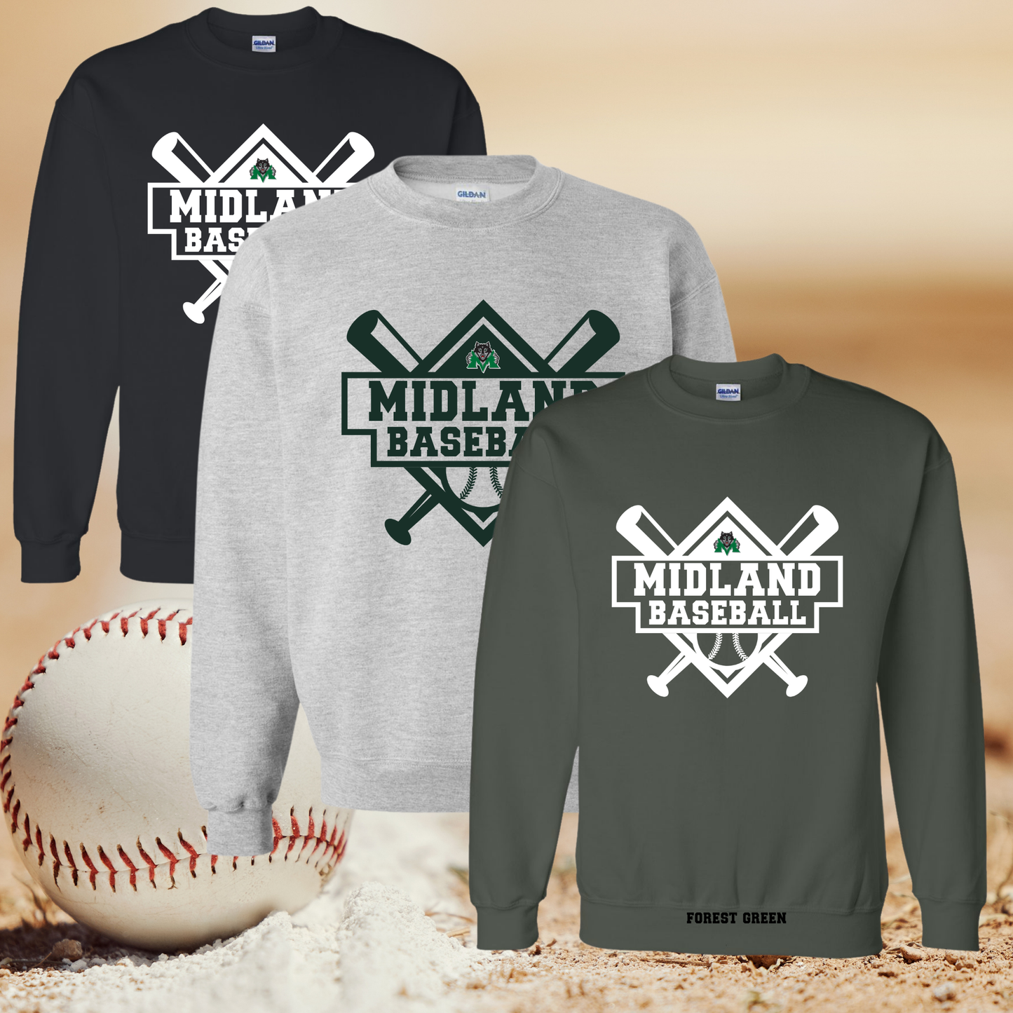 Midland Middle School Baseball Crewneck
