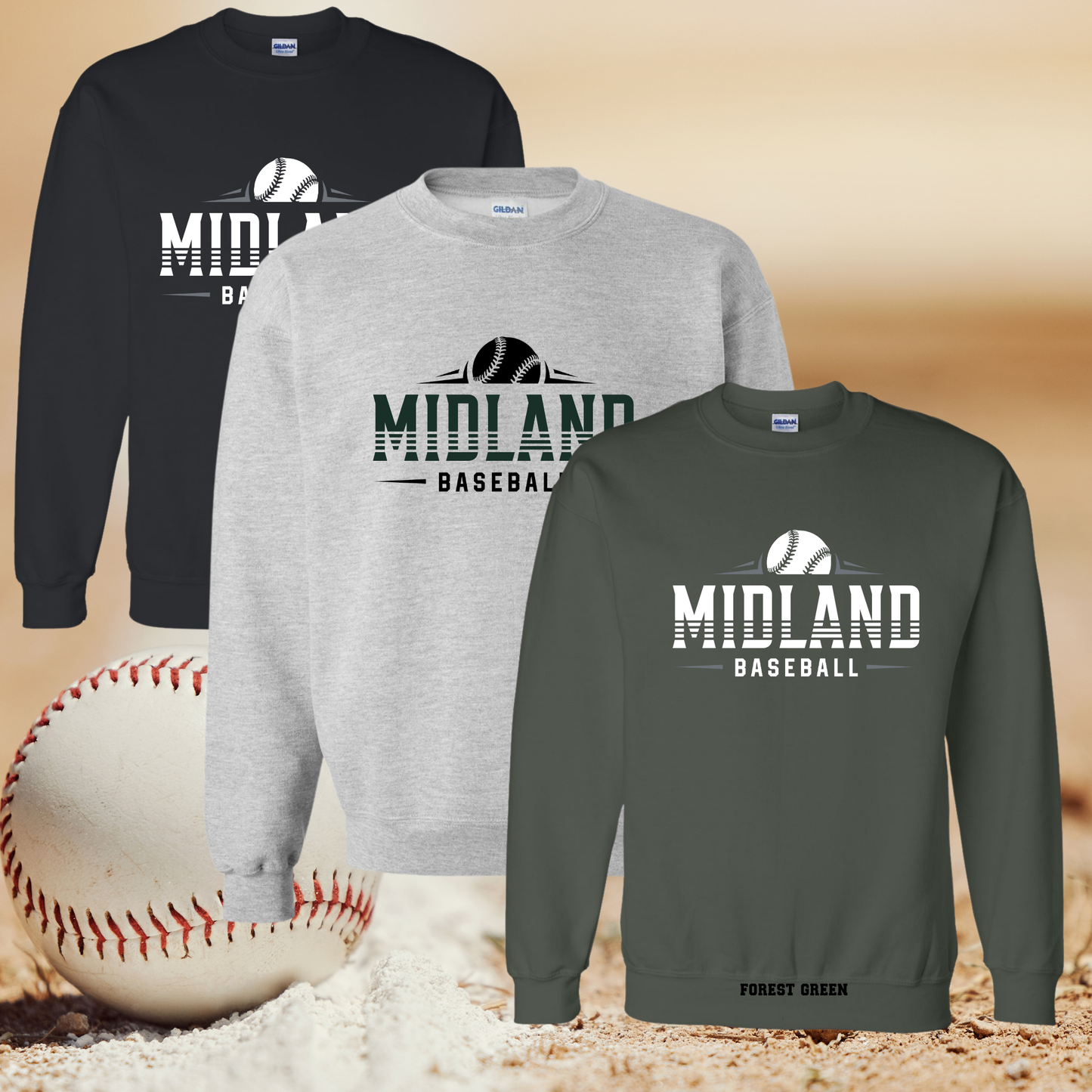 Midland Middle School Baseball Crewneck