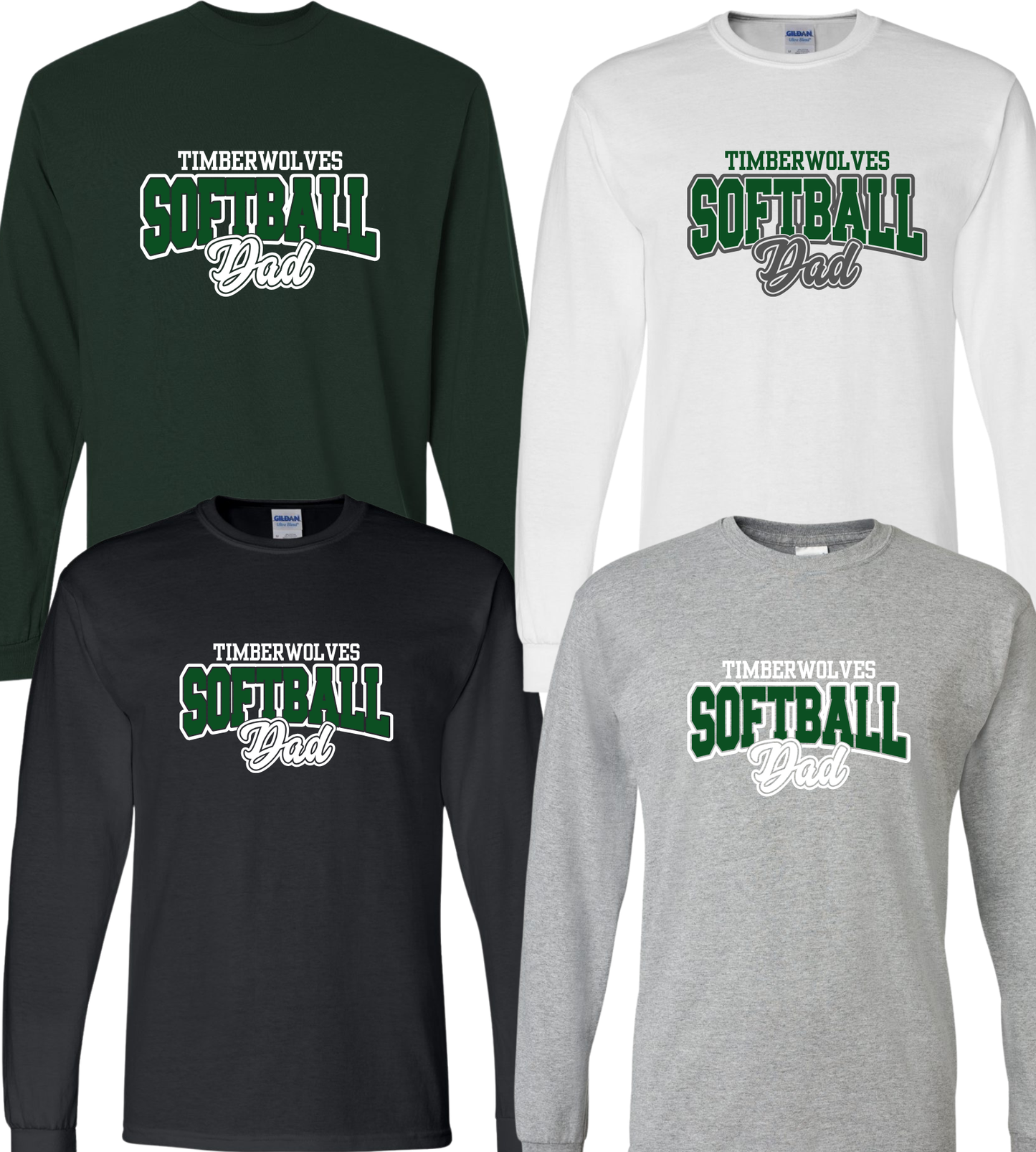 Midland Timberwolves Softball Dad Long Sleeve T-shirt