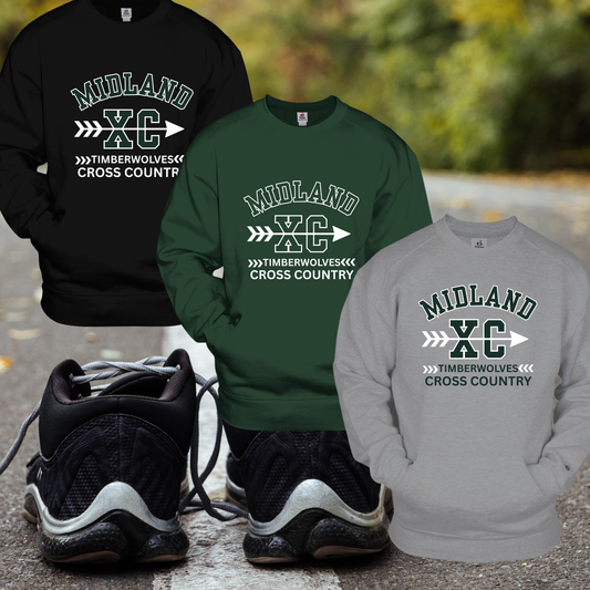 Midland Middle School Cross Country Pocket Crewneck Sweatshirt