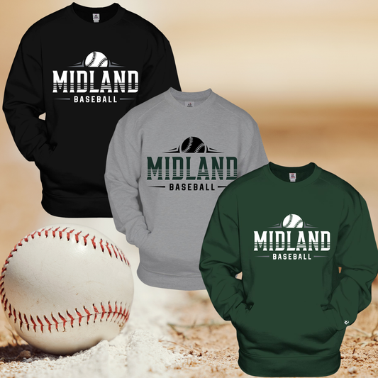 Midland Middle School Baseball Pocket Crewneck