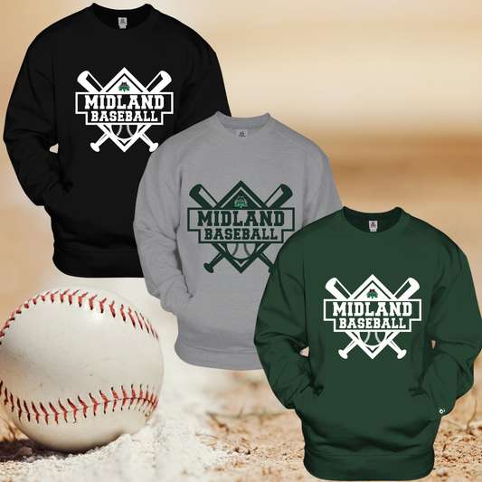 Midland Middle School Baseball Pocket Crewneck
