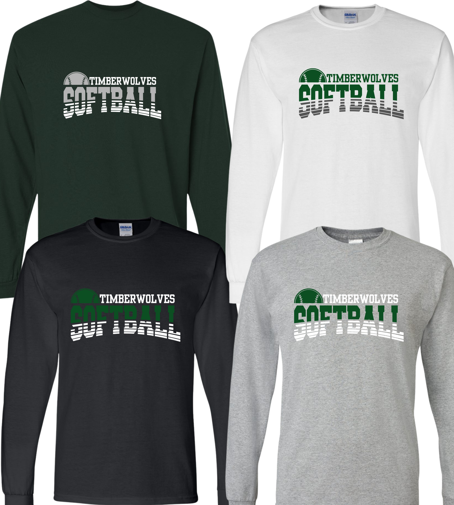 Midland Timberwolves Softball Long Sleeve T-shirt Style 1