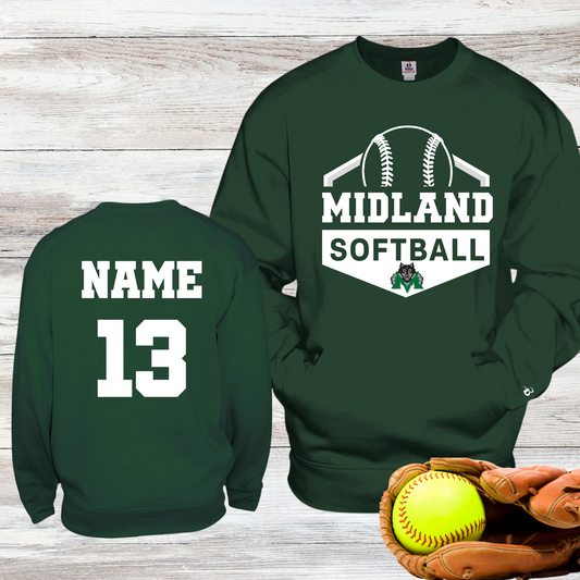 Midland Middle School Softball Pocket Crewneck