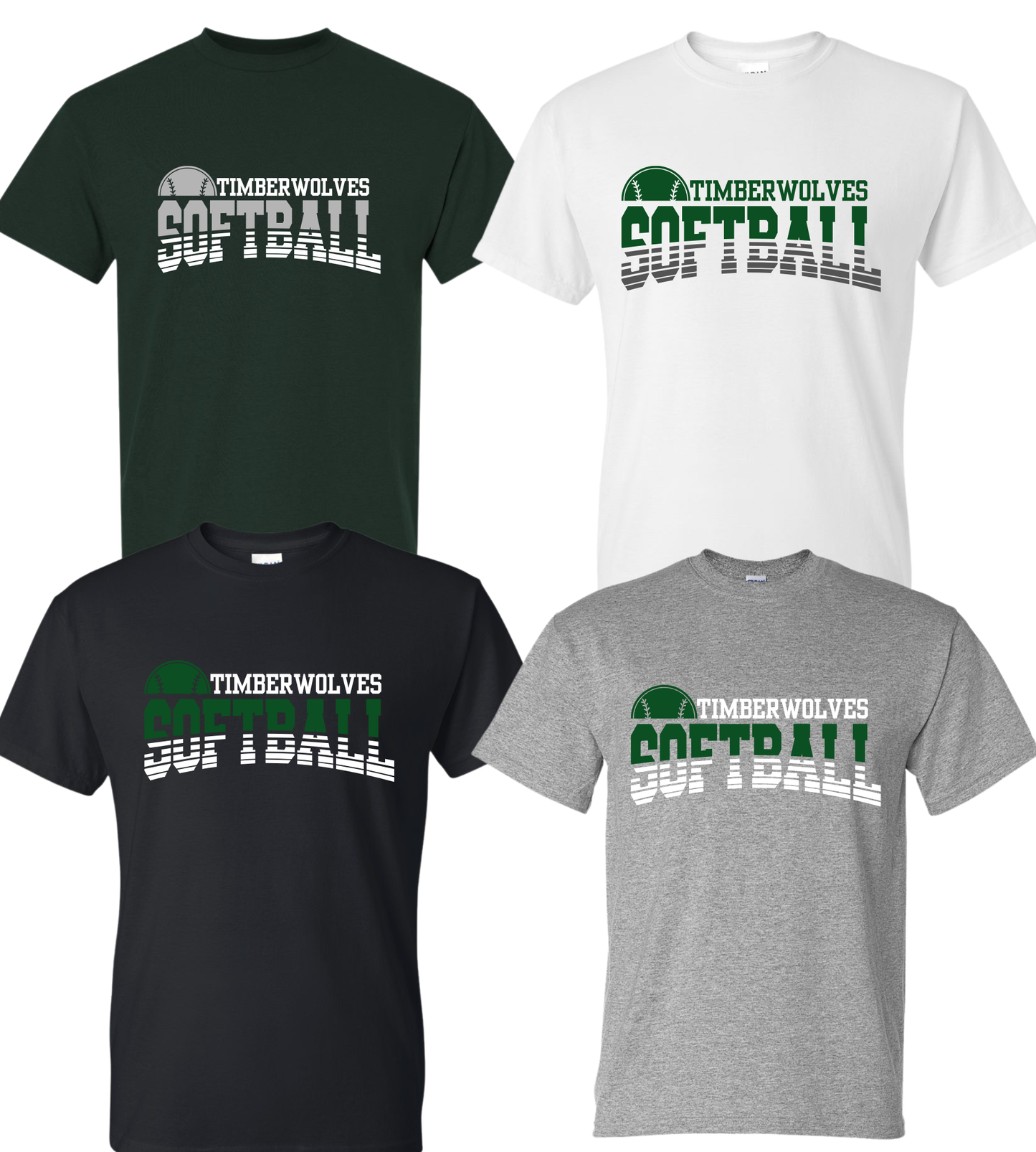 Midland Timberwolves Softball Short Sleeve T-Shirt Style 1